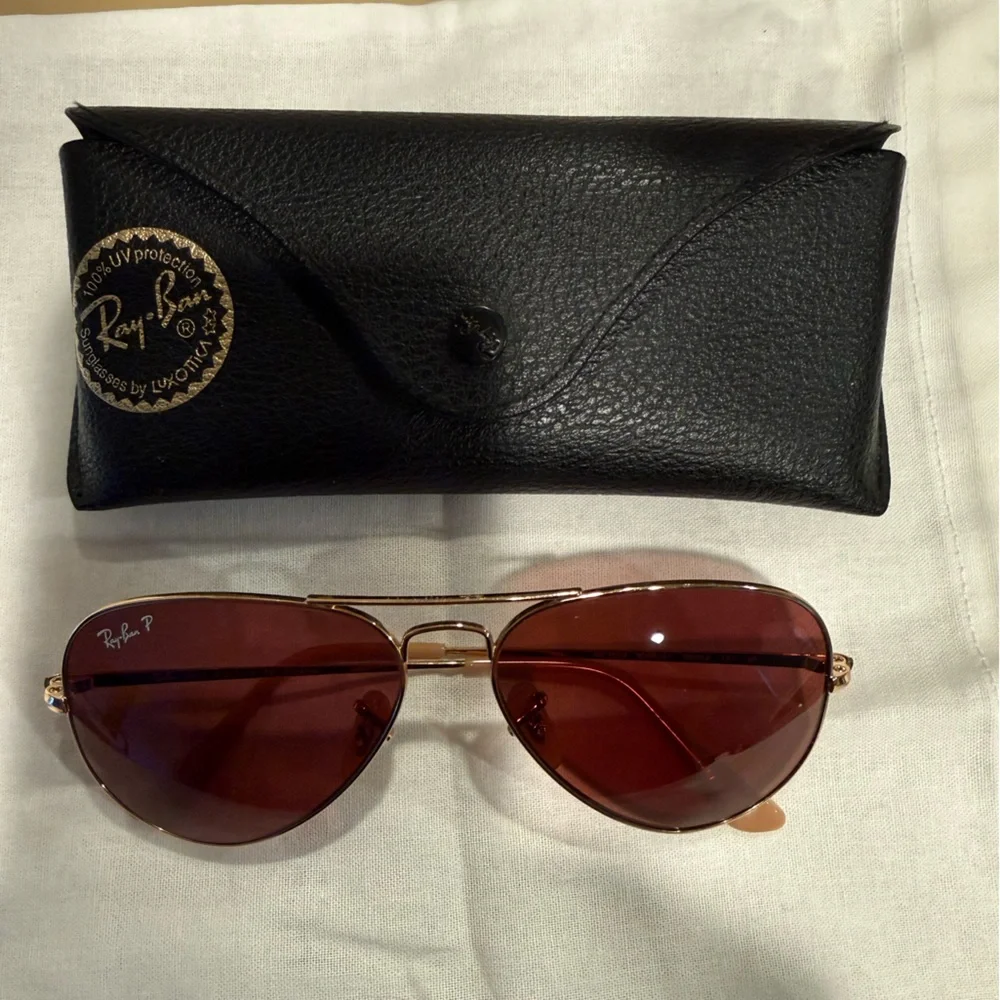 Ray-Ban Classic Aviator Sunglasses - Brown Lenses, Gold Frame, Polarized
